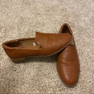 Brown woven loafers